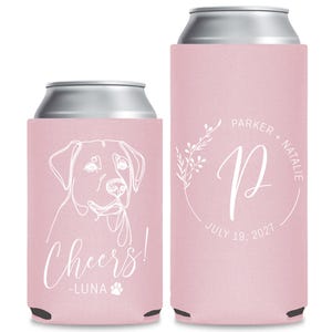 Custom Pet Can Cooler, Personalized Can Cooler Wedding Favors, Pet Wedding Favors, Pet Wedding Can Coolers, Can Cooler Favors with Pet (329)