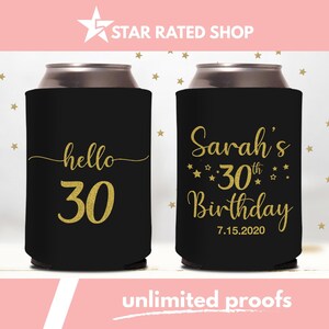 30th Birthday Can Coolers, Custom Birthday Can Coolers, Birthday Party Favors, Party favors, Custom Birthday Can Coolers, Can Coolers (cu)