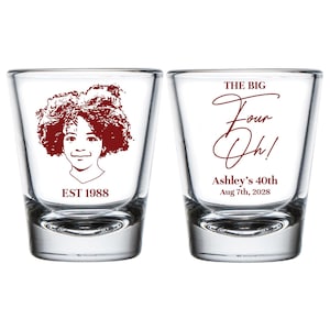 40th Birthday Shot Glasses, Custom 40th Birthday Shot Glass Favors, Four Oh Shot Glass Birthday Favor, Custom 40th Birthday Shot Glass (290)