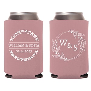 Personalized Wedding Initials Can Coolers, Personalized Wedding Beer Hugger Favors, Custom Can Cooler Favors, Wedding Rehearsal Cooler (126)