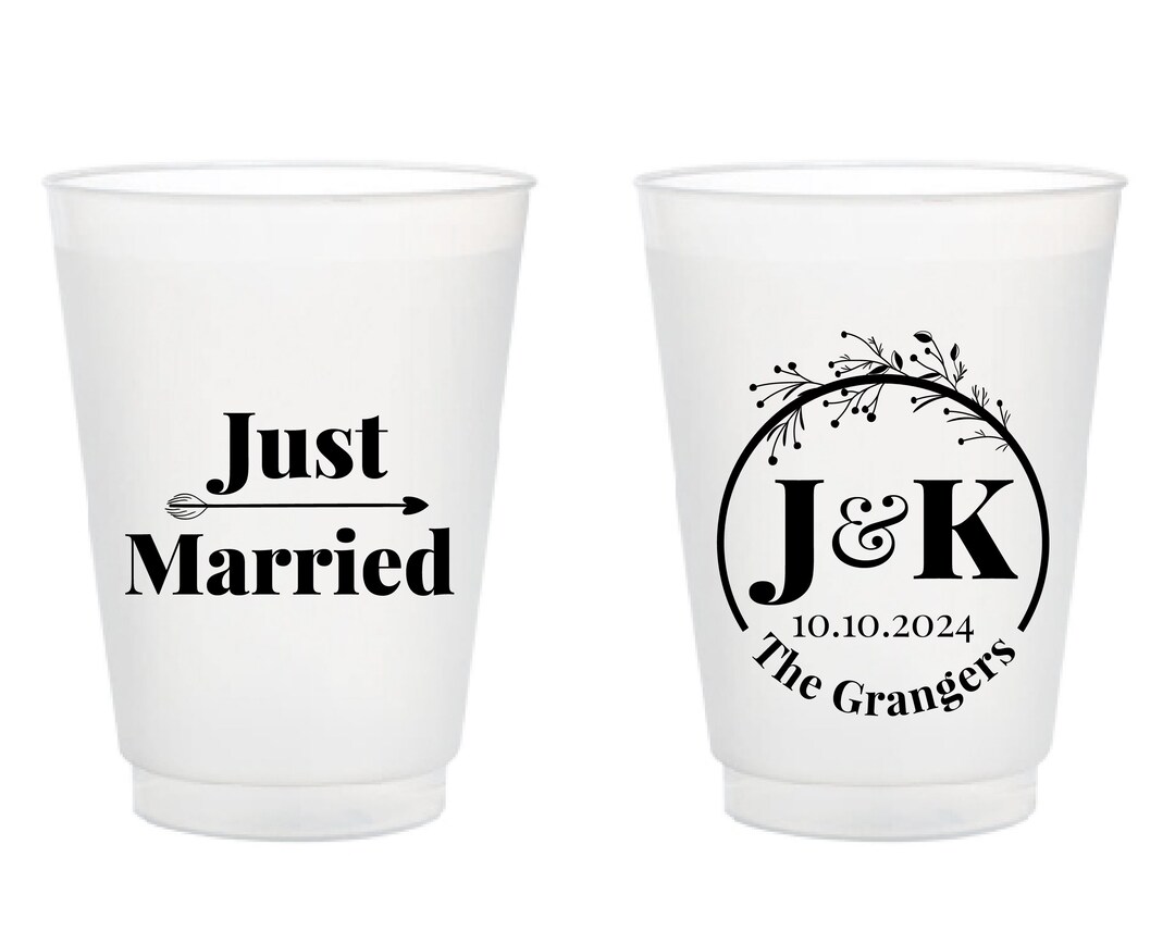 Frosted Wedding Monogram Cups Custom Wedding Frosted Cups Etsy