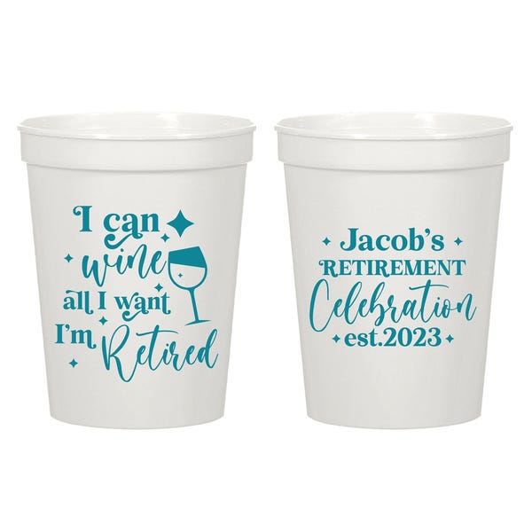 Vaso de Estadio para Celebración de Jubilación, Vaso de Estadio Personalizado para Fiesta de Jubilación, Vaso de Estadio Personalizado para Fiesta de Jubilación, Vaso de Plástico Personalizado (171)