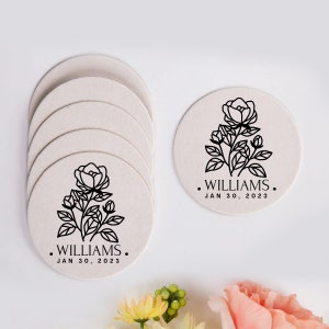 Wedding Reception Coaster Favors, Custom Wedding Coasters, Personalized Wedding Coasters, Wedding Drink Coaster, Wedding Favor Coasters (75)