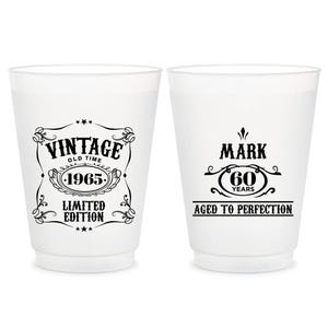 Custom Frosted Cups, Vintage Birthday Cups, Aged To Perfection Cups, Personalized 60th Birthday, Custom Party Cups, Limited Edition Cups (9)