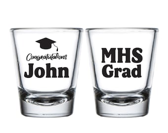 Congratulation Shot Glasses for Graduates, Personalized Graduation Shot Glasses,  Customized Graduation Party Shot Glasses as Favors (270)