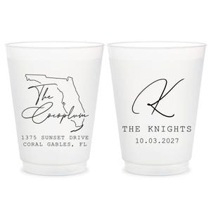 Custom State Wedding Frosted Cups, Destination Wedding Frosted Cups, Frosted Cups Wedding Favors, Customized Frosted Cups Wedding Gift (331)