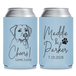 Custom Pet Wedding Can Coolers, Custom Pet Illustration Can Cooler Wedding Favors, Personalized Can Cooler Wedding Favors, Beer Huggers (79)
