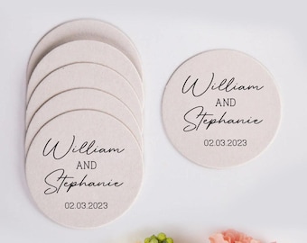 Hochzeitsuntersetzer, Getränkeuntersetzer für die Hochzeit, personalisierte Untersetzer für die Hochzeitsfeier, individuell gestaltete Hochzeitsuntersetzer (90)