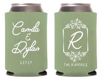 Custom Wedding Can Coolers, Personalized Wedding Beer Hugger, Can Coolers Favors, Can Cooler for Party, Custom Can Cooler as Favors  (246)