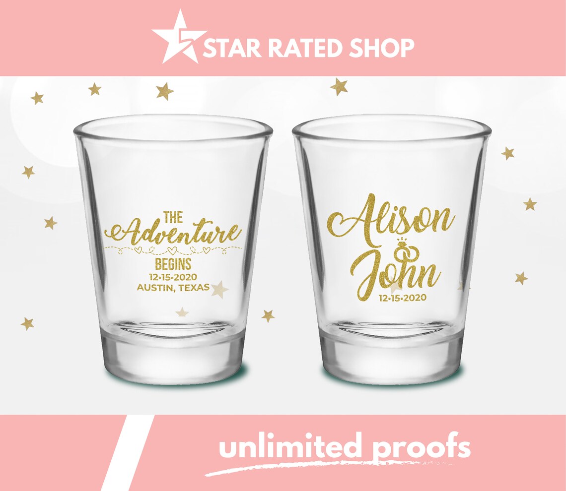 Personalized Wedding Shot Glass Wedding Shot Glasses Etsy