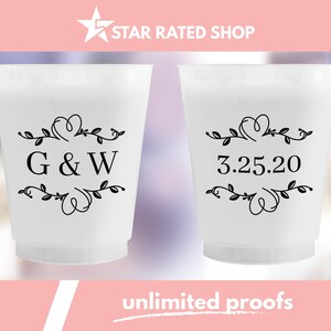 Monogram Wedding Custom Frosted Cups, Personalized Party Cups, Wedding Party Cups, Wedding Drinking Cups, Custom Cups, Personalized Cup (eo)