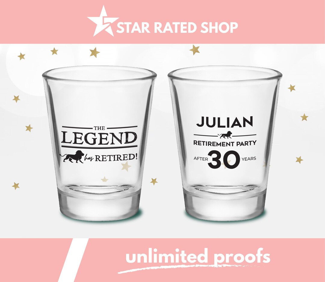 Personalized Retirement Shot Glass, Retirement Party Favors, Retirement
