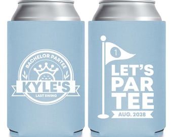 Bachelor Party Can Cooler Favors, Customized Bachelor Party Custom Can Cooler Favors, Let's Par-Tee Personalized Beer Huggers Favors (152)
