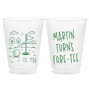 Fore-Tee Birthday Frosted Cups, Golf-Themed Birthday Frosted Cup Favors, Personalized Frosted Cups Birthday Favors, Custom Frosted Cup (349)