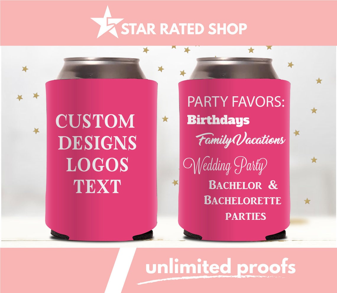 Custom Can Coolers Personalized Can Coolers Custom Party Etsy