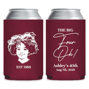 40th Birthday Can Coolers, Custom 40th Birthday Can Cooler Favors, Four Oh Can Cooler Birthday Favors, Custom 40th Birthday Can Cooler (290)