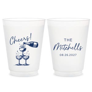 Customized Cheers Wedding Plastic Frosted Cup Wedding Favor, Custom Plastic Cup Wedding Favors, Personalized Frosted Cup Wedding Favor (344)