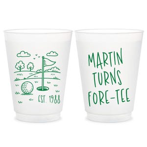 Fore-Tee Birthday Frosted Cups, Golf-Themed Birthday Frosted Cup Favors, Personalized Frosted Cups Birthday Favors, Custom Frosted Cup (349)