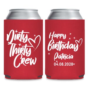 Personalized Favor Birthday Can Coolers, Custom Birthday Can Coolers, 30th Birthday Beer Huggers, Birthday Can Cooler Favors for Guests (40)