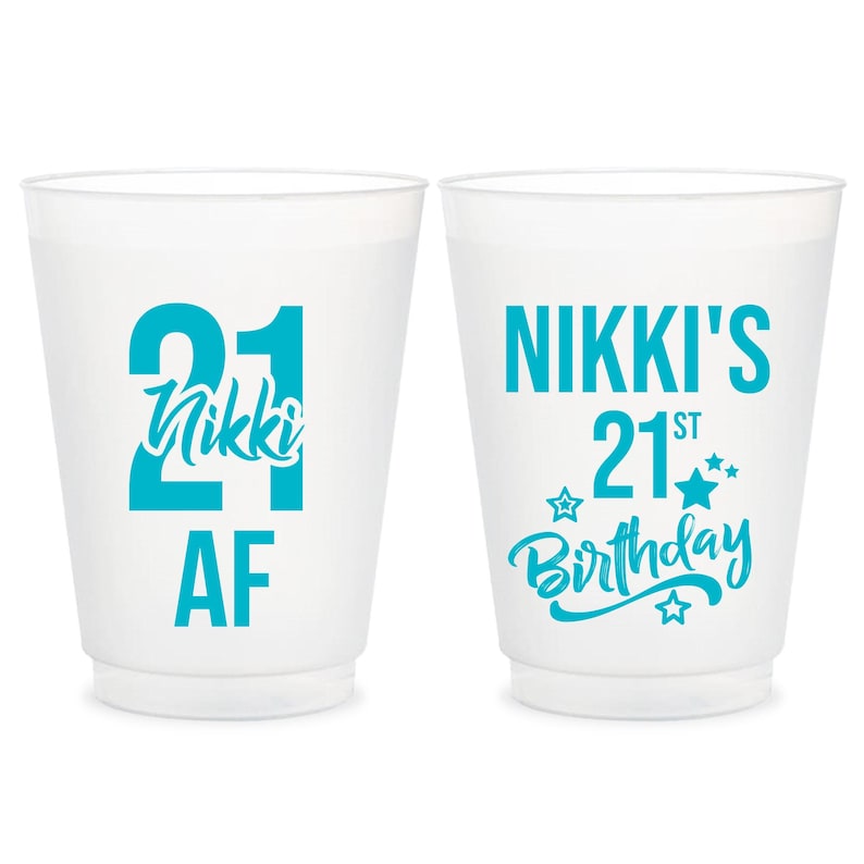 Custom 21st Birthday Frosted Cups, 21st Birthday Frosted Cups, Personalized 21st Birthday Frosted Cups, 21st Birthday Party Favors (bt) image 1
