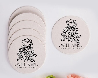 Wedding Reception Coaster Favors, Custom Wedding Coasters, Personalized Wedding Coasters, Wedding Drink Coaster, Wedding Favor Coasters (75)
