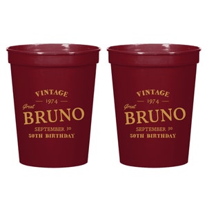 50th Birthday Stadium Cup, Custom Vintage Stadium Cups for 50th Birthday, Customized 50th Birthday Stadium Cup, 50th Stadium Cup Favor (297)