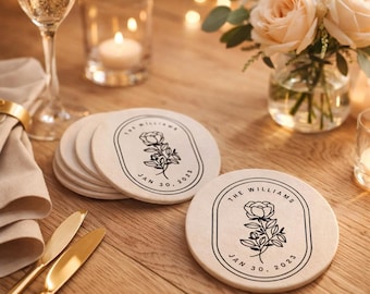 Wedding Reception Coaster Favors, Wedding Drink Coaster, Personalized Wedding Coasters, Custom Wedding Coasters, Wedding Favor Coasters (74)