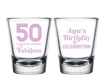 50th Birthday Shot Glasses, Custom Birthday Shot Glasses, Personalized Birthday Shot Glasses, 50th Birthday Shot Glasses as Favors (159)