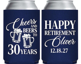 Retirement Party Can Coolers, Personalized Retirement Party Can Cooler Favors, Custom Retirement Party Beer Huggers, Retirement Favors (332)
