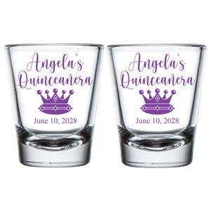 Quinceañera Shot Glasses, Personalized Quinceañera Shot Glass, Quinceañera Shot Glass Favor, Personalized Quinceañera Shot Glass Favor (272)