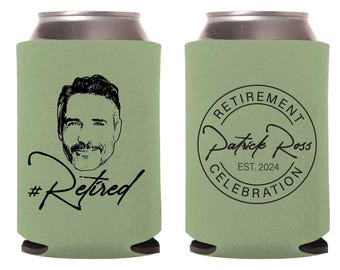 Retirement Stubby Holder Favors, Retirement Party Can Coolers, Personalized Retirement Can Cooler Favors, Retirement Party Beer Hugger (284)