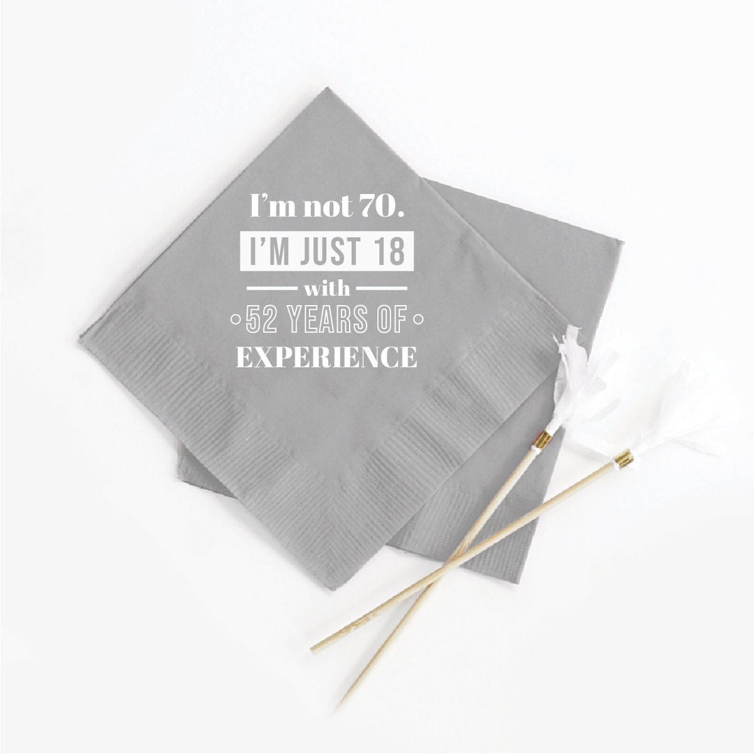 70th Birthday Paper Napkins, Funny Birthday Beverage Napkins, 70th