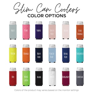 a collage of different colors of a can cooler