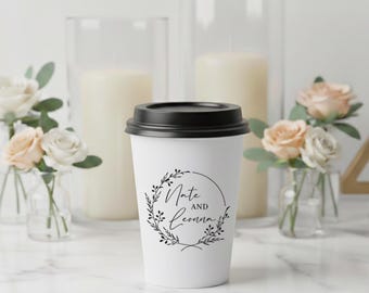 Unique Personalized Wedding Coffee Cups, Customized Disposable Paper Cups for Wedding, Coffee Bar Wedding Coffee Cup, Wedding Paper Cup (68)