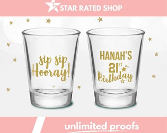 21st Birthday Shot Glass, Personalized 21st Birthday Shot Glass, 21st Birthday Party Favors, Custom 21st Birthday Shot Glasses (br)