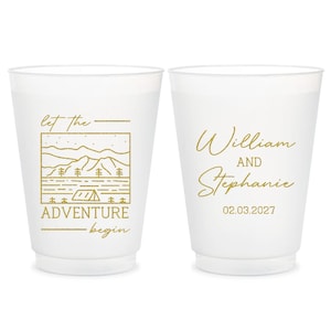 Let The Adventure Begin Frosted Cups, Wedding Reception Frosted Cup Favors, Wedding Plastic Cup, Custom Frosted Cup Favors, Frosted Cup (89)