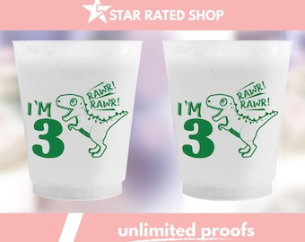 Vasos personalizados para cumpleaños infantiles, vasos de dinosaurios, vasos para fiestas de dinosaurios, vasos de cumpleaños para niños, fiesta temática de dinosaurios, vasos personalizados de dinosaurios (dg)