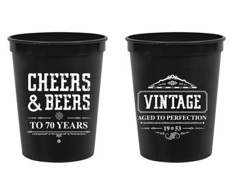 70th Birthday Favors, Personalized 70th Birthday Stadium Cups, Custom 70th Birthday Plastic Cup Favors, Personalized Stadium Cup Favor (162)