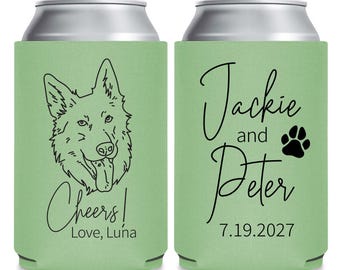 Pet Wedding Can Coolers, Pet Wedding Can Cooler Favors, Pet Wedding Stubby Holder, Pet Wedding Favors, Custom Wedding Can Cooler Favor (79)