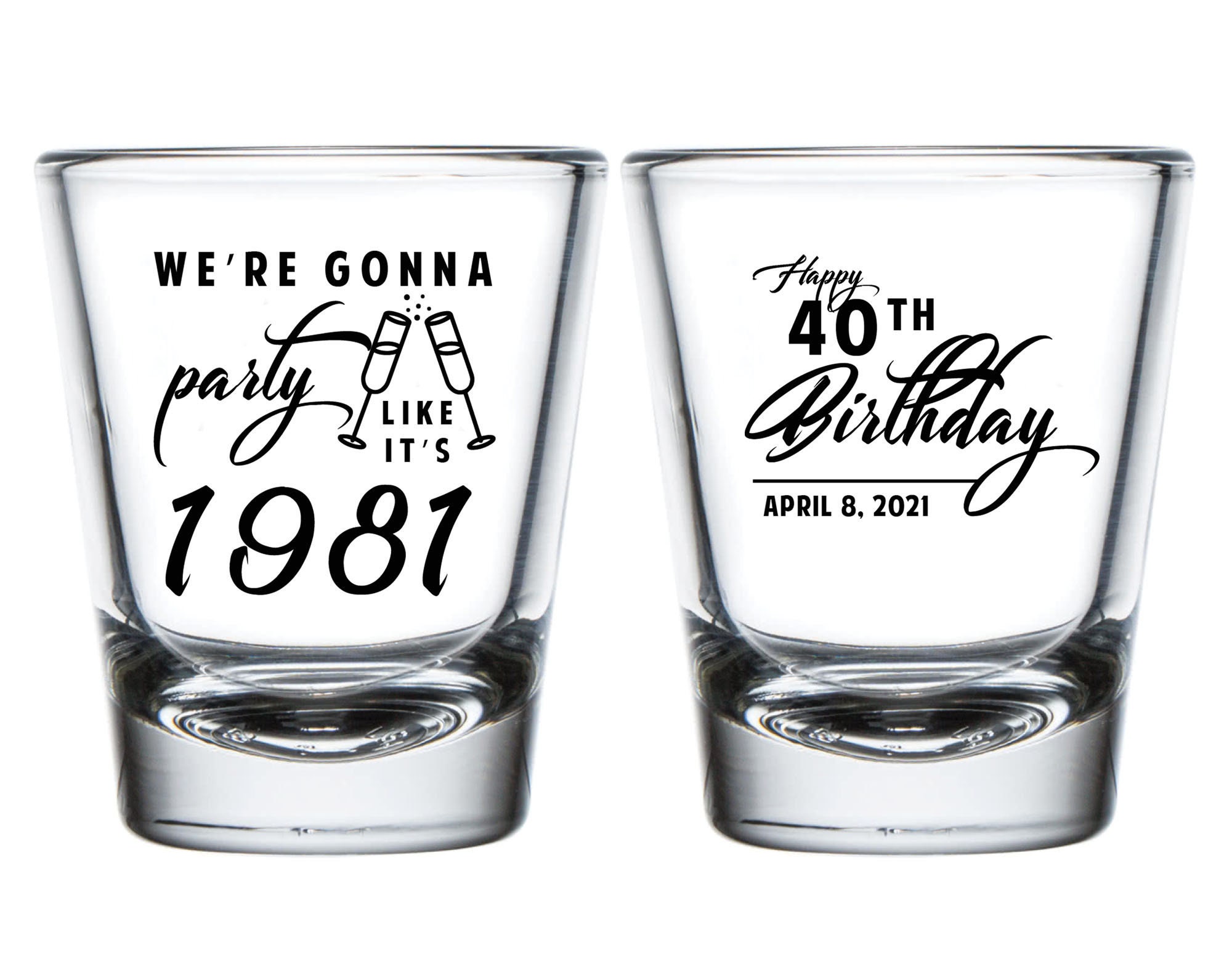40th Birthday Shot Glasses, Custom Birthday Shot Glass, Customized Birthday Shot Glasses, Shot Glass Birthday Favors, B-Day Shot Glass (37)