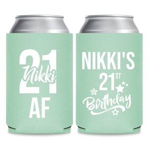 Personalized 21st Birthday Can Coolers, 21st Birthday Party Favors, Custom 21st Birthday Can Coolers, 21st Birthday Can Coolers (bt)