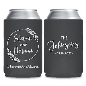 Enfriadores de latas para bebidas, enfriadores de latas personalizados para bodas, enfriadores de latas personalizados para cócteles de boda, enfriadores de latas personalizados para bodas como recuerdos (257)