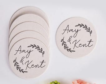 Wedding Reception Coaster Favors, Wedding Drink Coaster, Personalized Wedding Coasters, Wedding Favor Coasters, Custom Wedding Coaster (181)