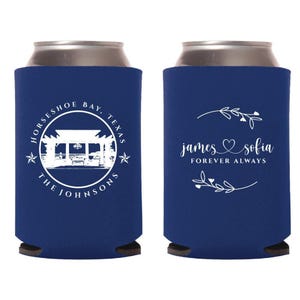 Custom Wedding Venue Stubby Holders, Custom Wedding Can Coolers, Personalized Wedding Rehearsal Can Cooler Favors, Custom Beer Huggers (128)