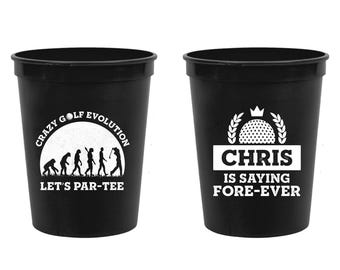Golf Bachelor Party Stadium Cups, Golf Evolution Bachelor Party Plastic Cups, Custom Bachelor Party Saying Fore-Ever Stadium Cup Favor (153)