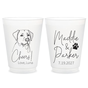 Pet Wedding Frosted Cups, Dog Wedding Frosted Cups, Pet Wedding Plastic Cup, Dog Wedding Plastic Cups, Custom Wedding Frosted Cup Favor (79)