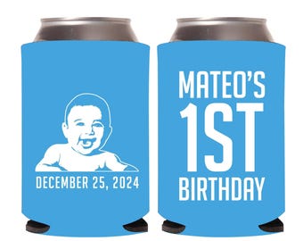1st Birthday Can Coolers, Custom First Birthday Party Can Cooler Favors, Beer Huggers for Baby First Birthday Guests, Bulk Order (275)