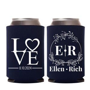 Wedding Can Coolers, Personalized Wedding Can Coolers, Monogram Can Coolers, Wedding Custom Can Cooler, Custom Wedding Monogram (eg)