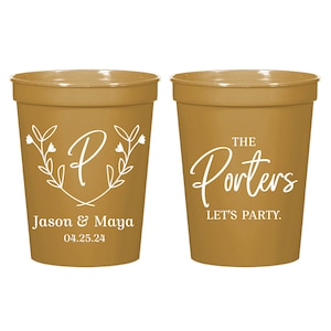 Wedding Party Stadium Cup Favors, Customized Plastic Cups, Stadium Cup Custom Wedding Favors, Personalized Stadium Cups Wedding Favor (229)