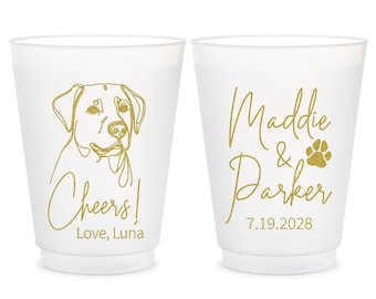 Pet Wedding Frosted Cups, Dog Wedding Frosted Cups, Pet Wedding Plastic Cup, Dog Wedding Plastic Cups, Custom Wedding Frosted Cup Favor (79)